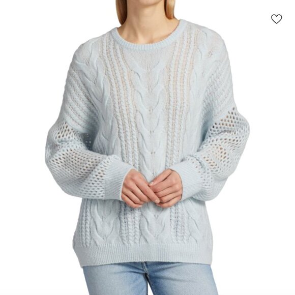 Naadam Open Cable Merino Wool Cashmere Crewneck Pullover sweater XL camel tan - Picture 12 of 12